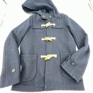 Schott Women's Navy Blue Hooded Toggle Coat sz Small Wool Blend